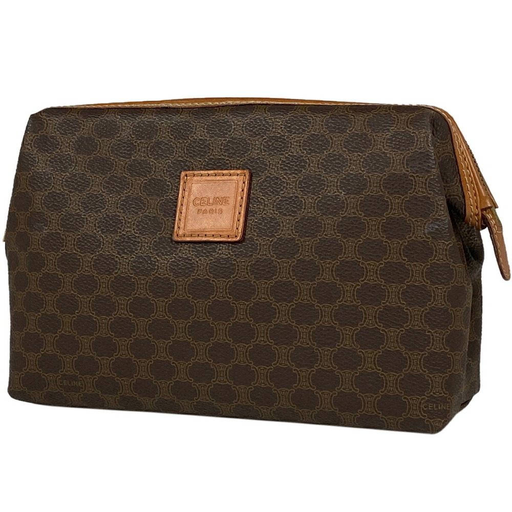 Celine Macadam Pattern Canvas Pouch Brown - image 1